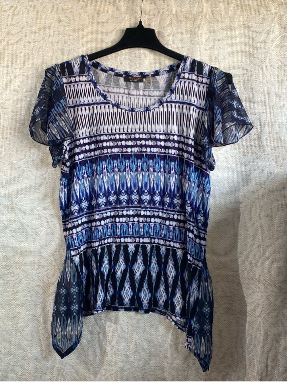 FYLO Navy, Blue and White Geometric Short-Sleeve Tunic